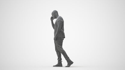 3D scanned man walking casual, photorealistic archviz people for Enscape and SketchUp, square thumbnail