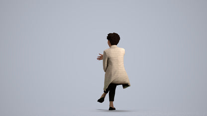photogrammetry 3D woman business sitting, realistic human model archviz FBX, front view render
