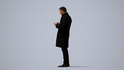 photogrammetry 3D man standing, realistic human model archviz FBX, three-quarter view render