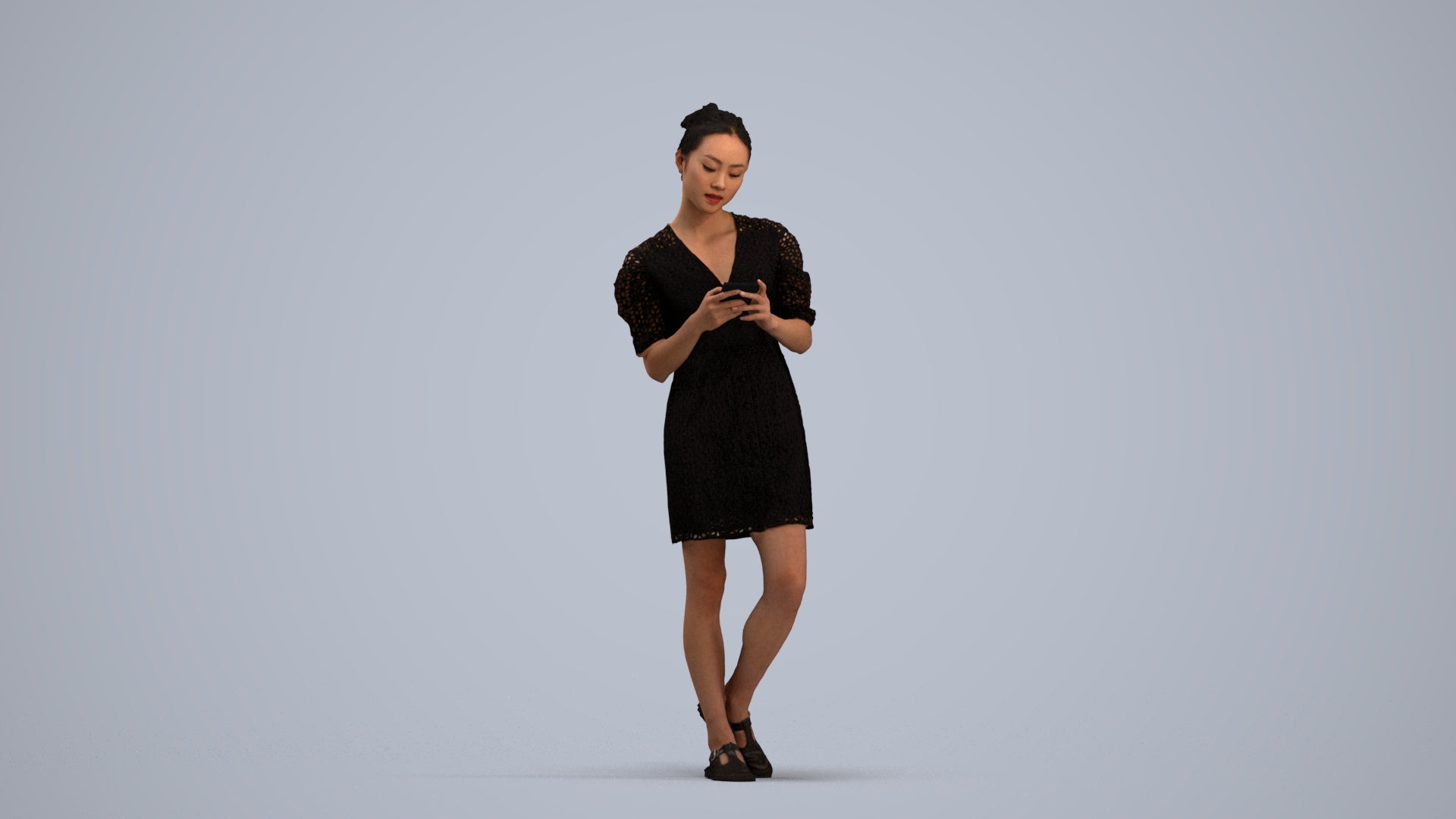 realistic 3D human woman business walking, archviz people FBX OBJ for Blender, standing pose render