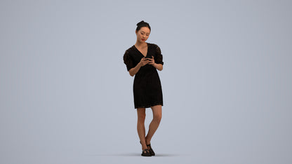 realistic 3D human woman business walking, archviz people FBX OBJ for Blender, standing pose render