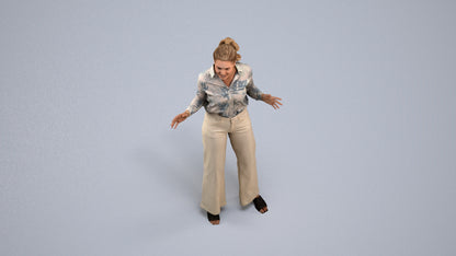 scanned 3D woman casual standing, photogrammetry people for Enscape and V-Ray, back view render
