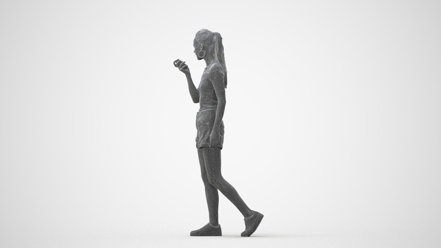 photogrammetry 3D woman casual walking, realistic human model archviz FBX, square thumbnail