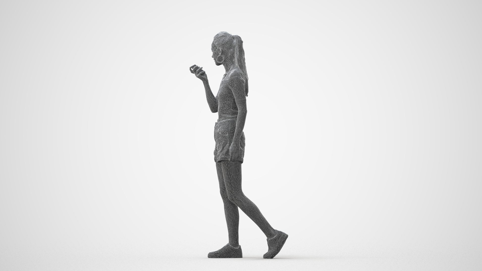 photogrammetry 3D woman casual walking, realistic human model archviz FBX, square thumbnail