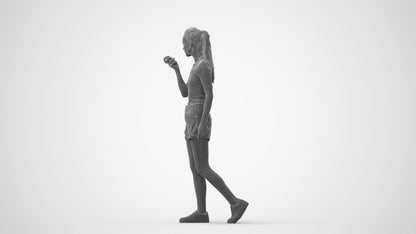 photogrammetry 3D woman casual walking, realistic human model archviz FBX, square thumbnail