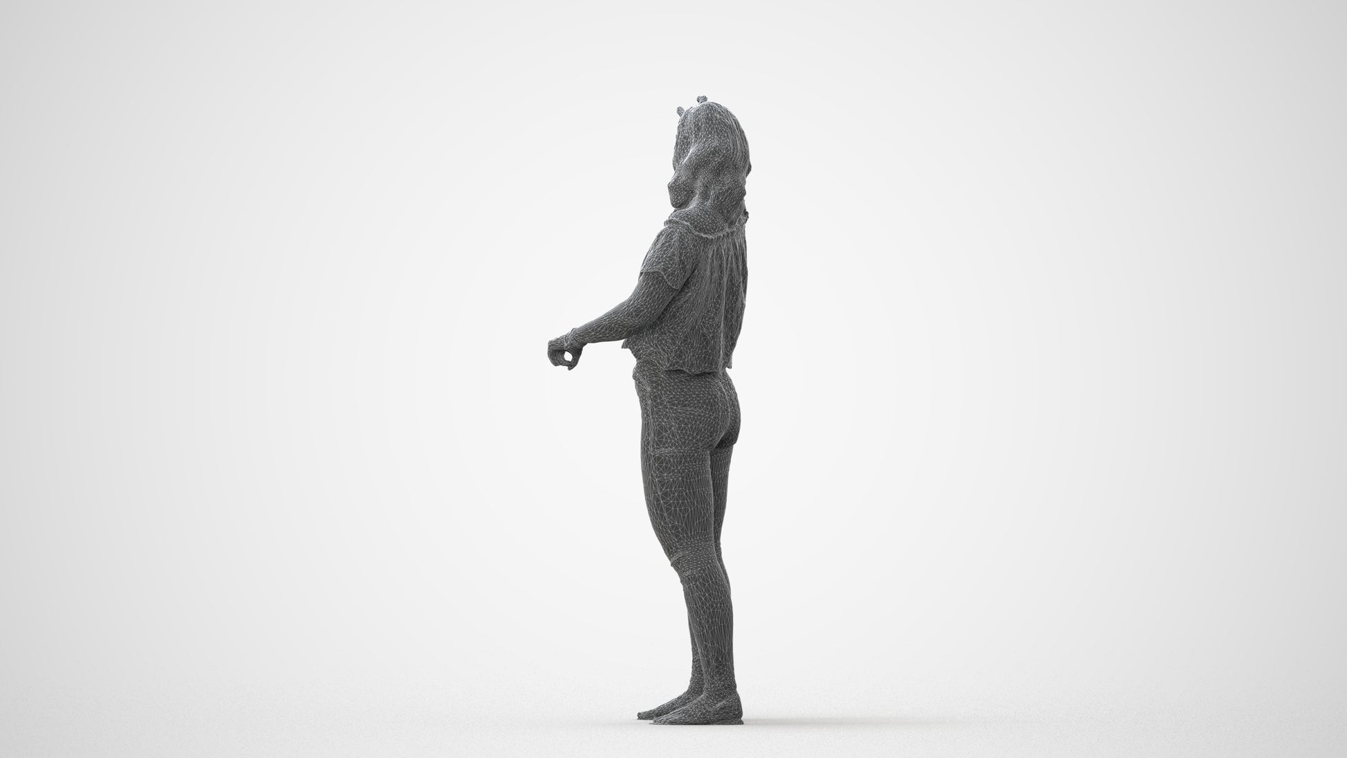 photogrammetry 3D woman casual standing, realistic human model archviz FBX, square thumbnail