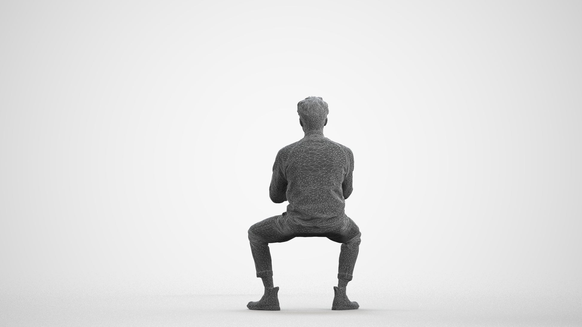 realistic 3D human man casual business, archviz people FBX OBJ for Blender, wireframe front view