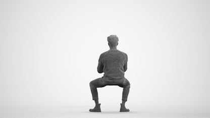 realistic 3D human man casual business, archviz people FBX OBJ for Blender, wireframe front view