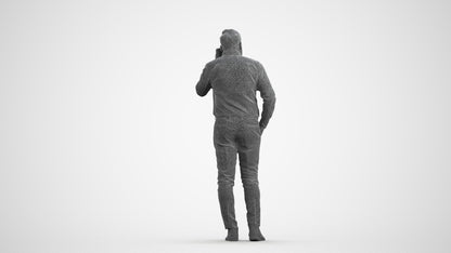 realistic 3D people man casual standing, render-ready for V-Ray and Corona, FBX OBJ, wireframe front view