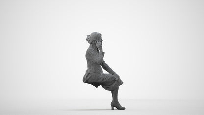 realistic 3D human senior woman business, archviz people FBX OBJ for Blender, wireframe side view