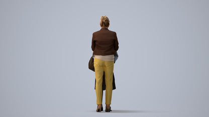3D scanned girl kids casual, photorealistic archviz people for Enscape and SketchUp, three-quarter view render