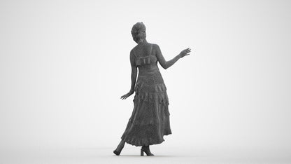 realistic 3D people woman formal dancing, render-ready for V-Ray and Corona, FBX OBJ, wireframe front view