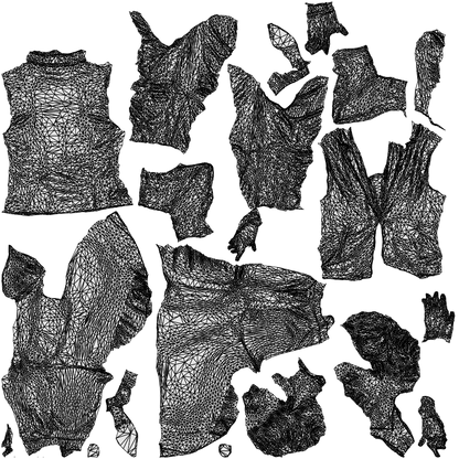 3D human model woman business, photogrammetry scanned person for archviz, wireframe top-down view