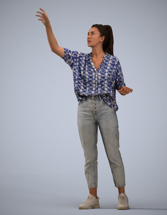 3D scanned woman standing casual, photorealistic archviz people for Enscape and SketchUp