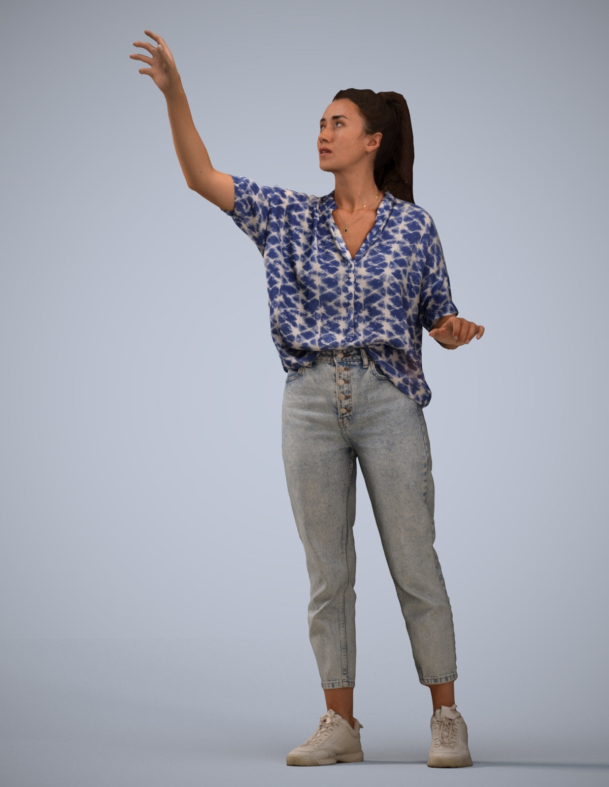 3D scanned woman standing casual, photorealistic archviz people for Enscape and SketchUp
