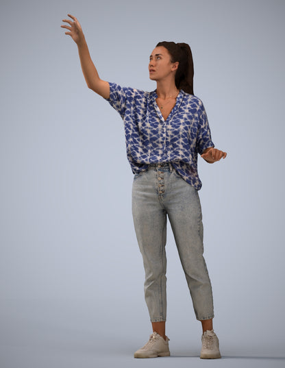3D scanned woman standing casual, photorealistic archviz people for Enscape and SketchUp