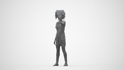 3D human model woman sport, photogrammetry scanned person for archviz, wireframe back view