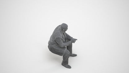 realistic 3D human man business, archviz people FBX OBJ for Blender, wireframe three-quarter view