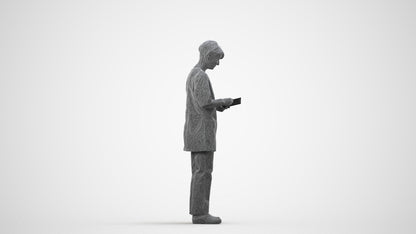 3D people model senior woman medical, scanned human for 3ds Max rendering, wireframe side view