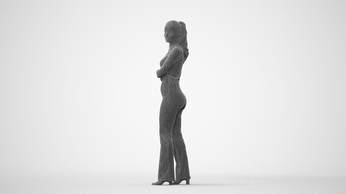 realistic 3D people woman casual standing, render-ready for V-Ray and Corona, FBX OBJ, square thumbnail