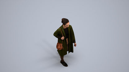 3D people model woman casual walking, scanned human for 3ds Max rendering, back view render