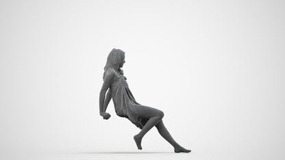 scanned 3D woman pool, photogrammetry people for Enscape and V-Ray, wireframe side view