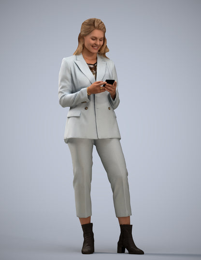 3D human model woman business, photogrammetry scanned person for archviz