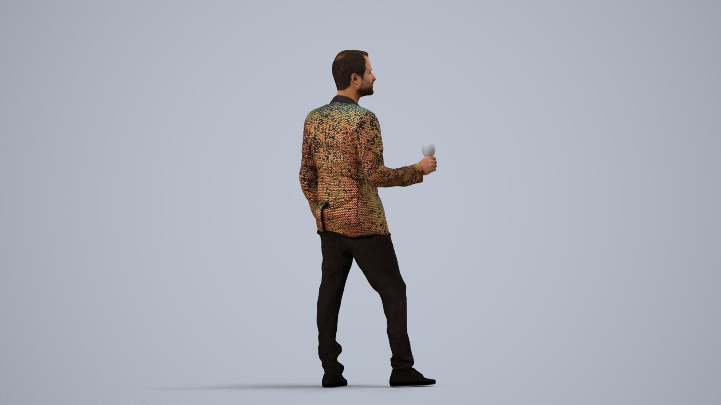 3D people model man formal formalaffairs, scanned human for 3ds Max rendering, side view render