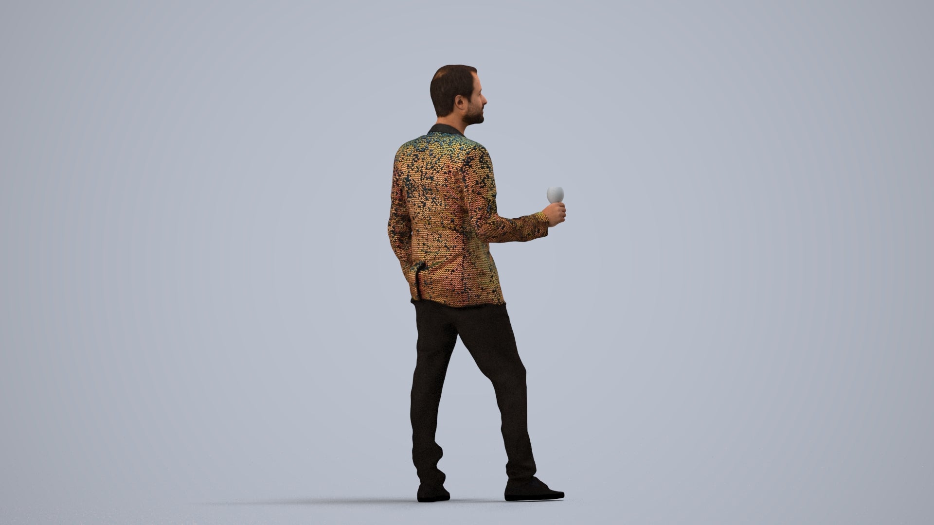 3D people model man formal formalaffairs, scanned human for 3ds Max rendering, side view render