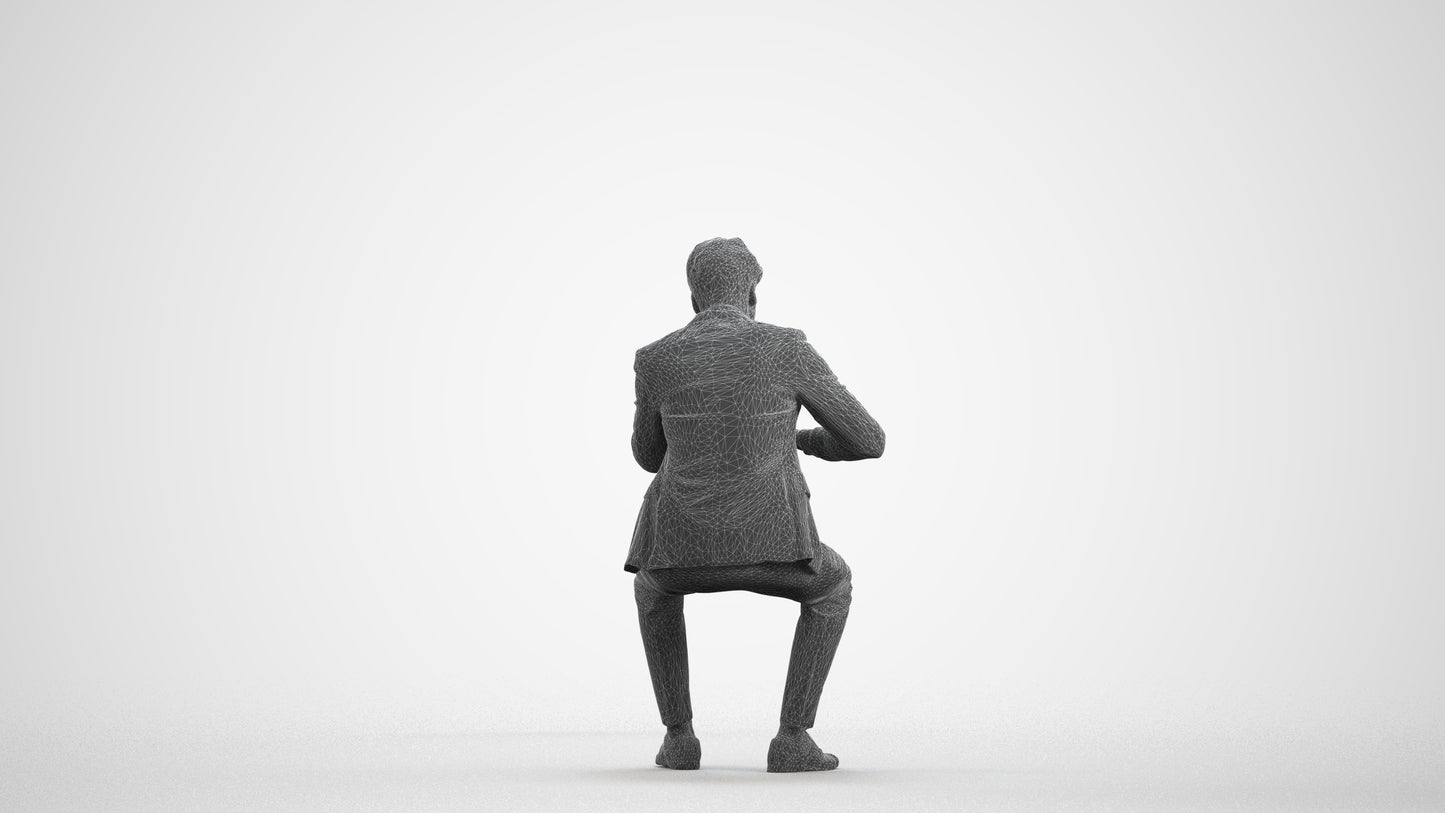 scanned 3D man business, photogrammetry people for Enscape and V-Ray, wireframe front view