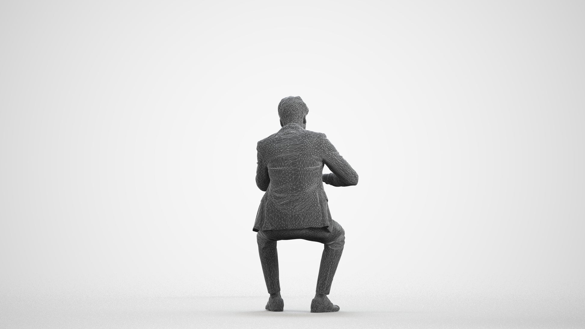 scanned 3D man business, photogrammetry people for Enscape and V-Ray, wireframe front view