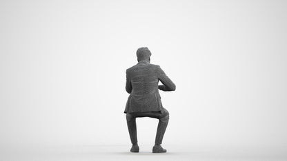 scanned 3D man business, photogrammetry people for Enscape and V-Ray, wireframe front view