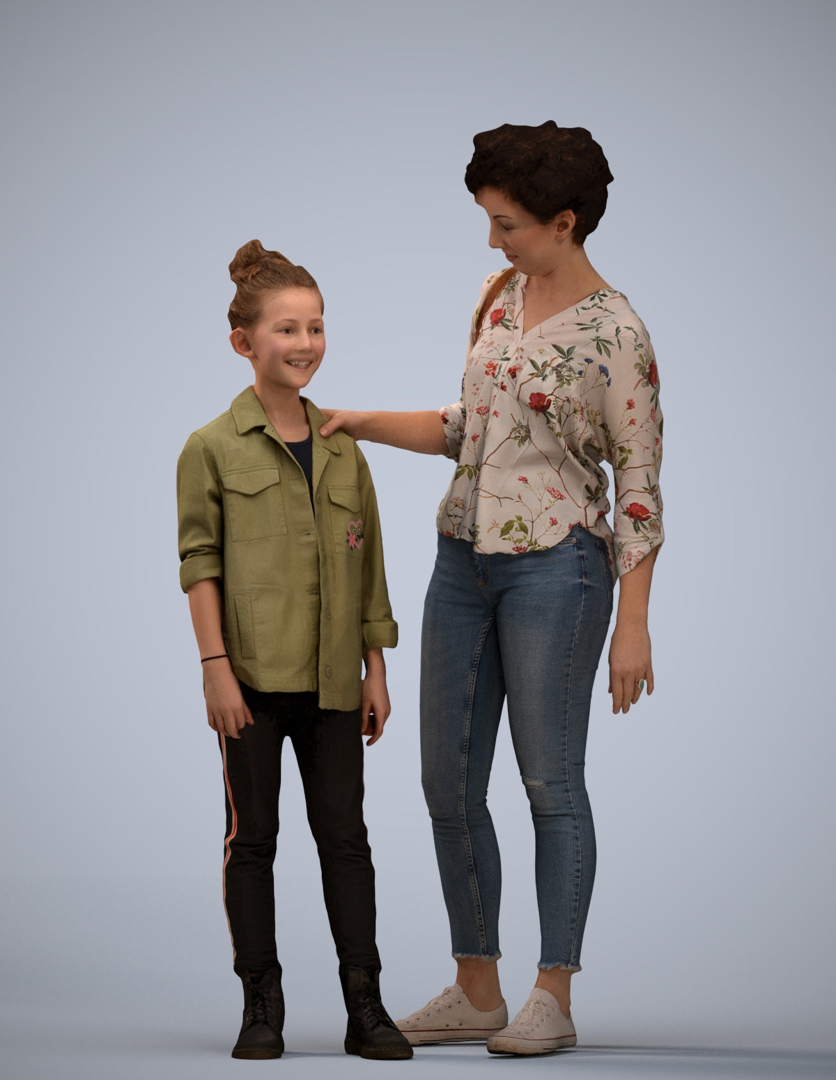 realistic 3D girl casual kids, scanned archviz people for Blender and 3ds Max