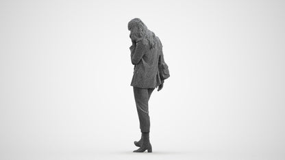photogrammetry 3D woman business walking, realistic human model archviz FBX, wireframe front view