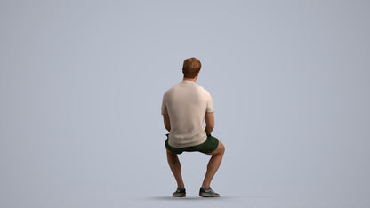 realistic 3D people man casual sitting, render-ready for V-Ray and Corona, FBX OBJ, front view render