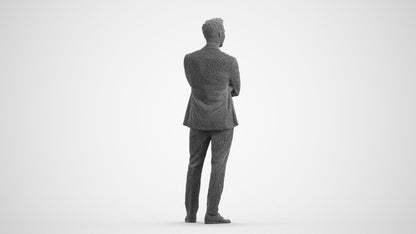 realistic 3D human man formal business, archviz people FBX OBJ for Blender, wireframe front view