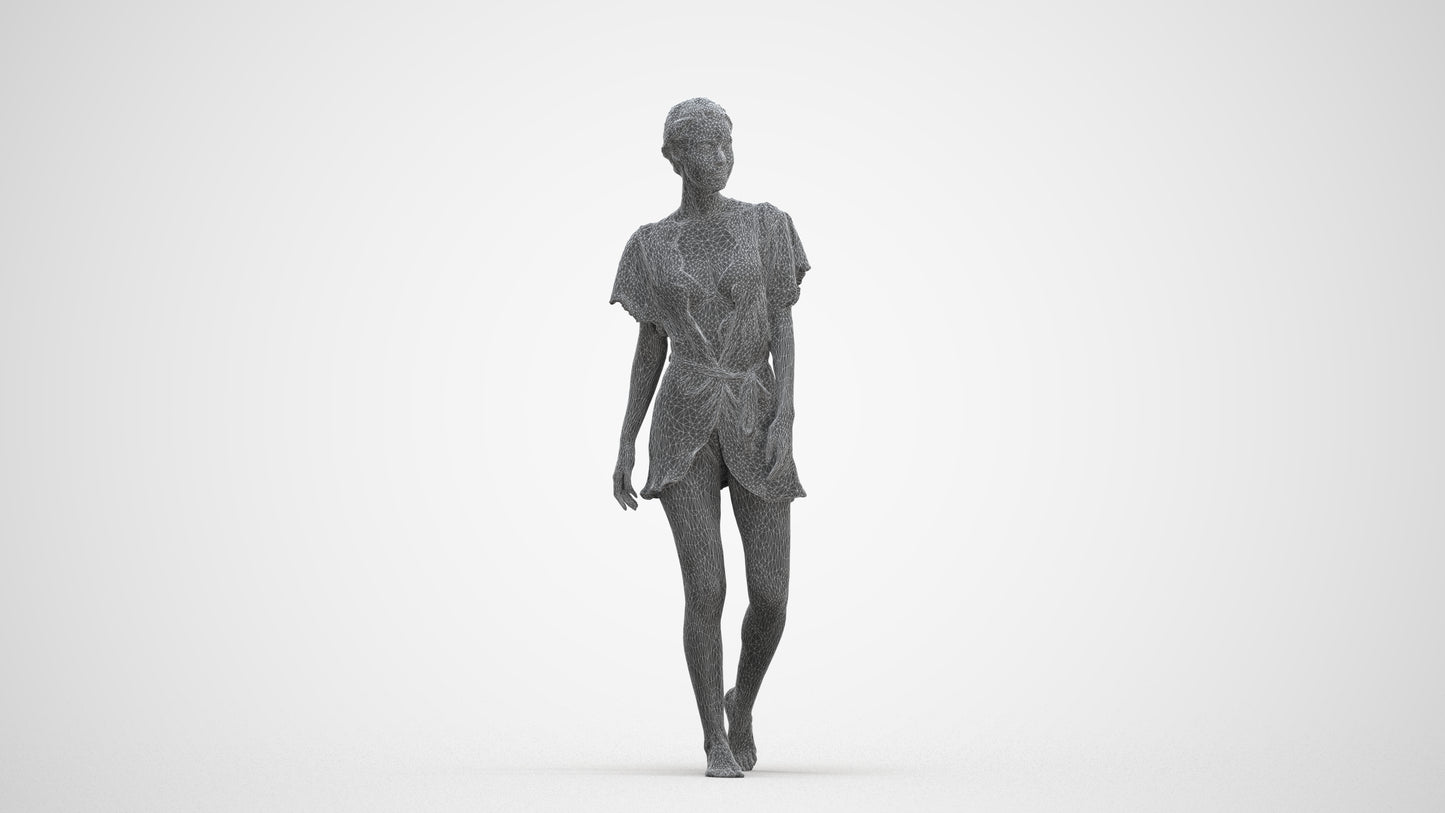 realistic 3D human woman bathroom, archviz people FBX OBJ for Blender, three-quarter front view render