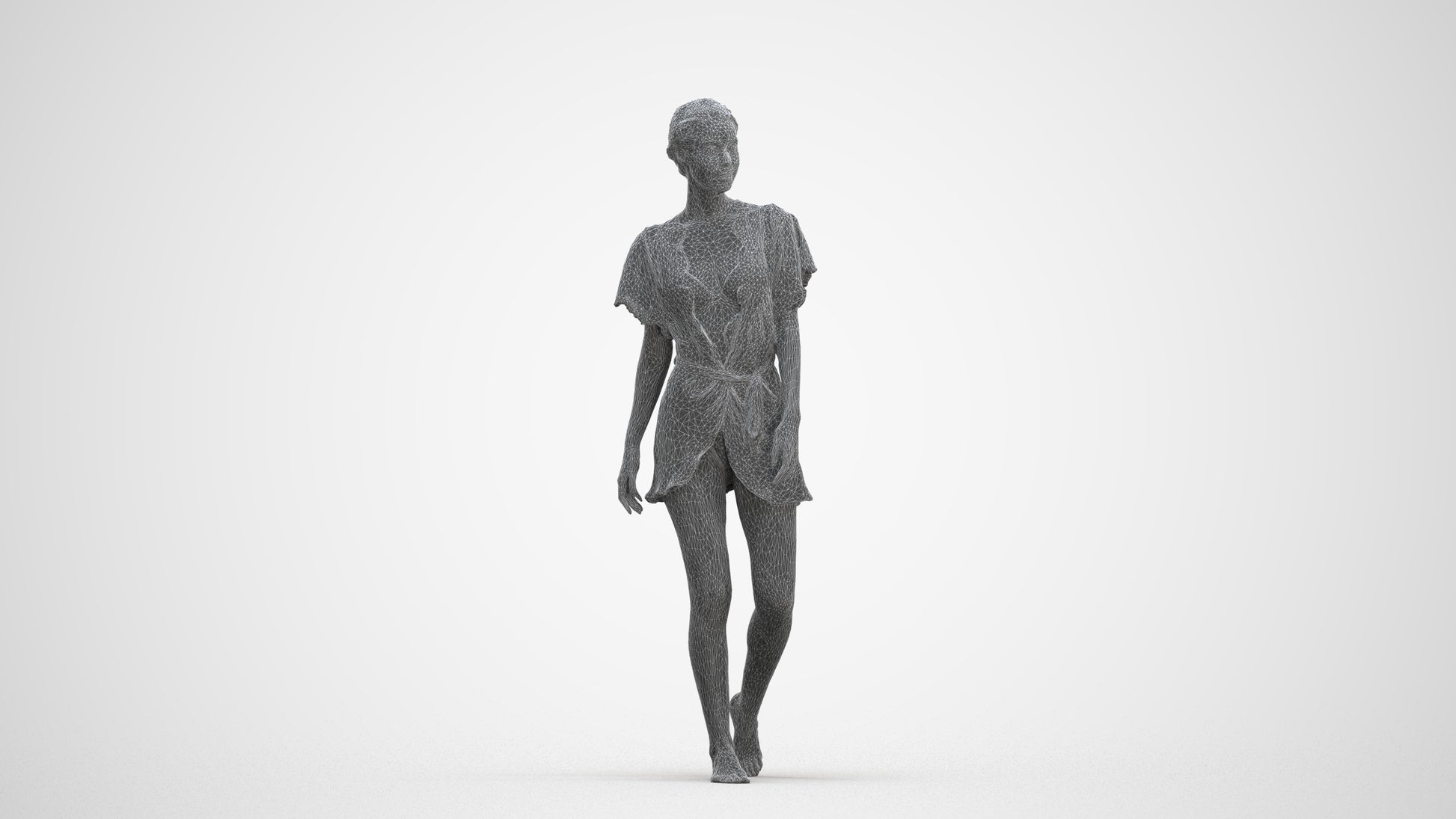realistic 3D human woman bathroom, archviz people FBX OBJ for Blender, three-quarter front view render