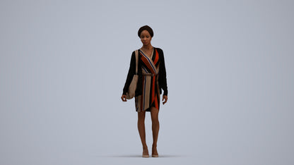 realistic 3D people woman casual walking, render-ready for V-Ray and Corona, FBX OBJ, standing pose render