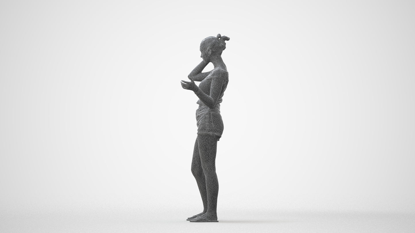 3D people model girl casual standing, scanned human for 3ds Max rendering, square thumbnail