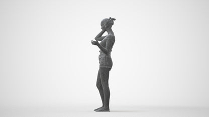 3D people model girl casual standing, scanned human for 3ds Max rendering, square thumbnail