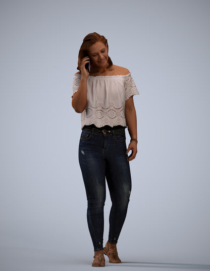 realistic 3D woman casual walking, scanned archviz people for Blender and 3ds Max