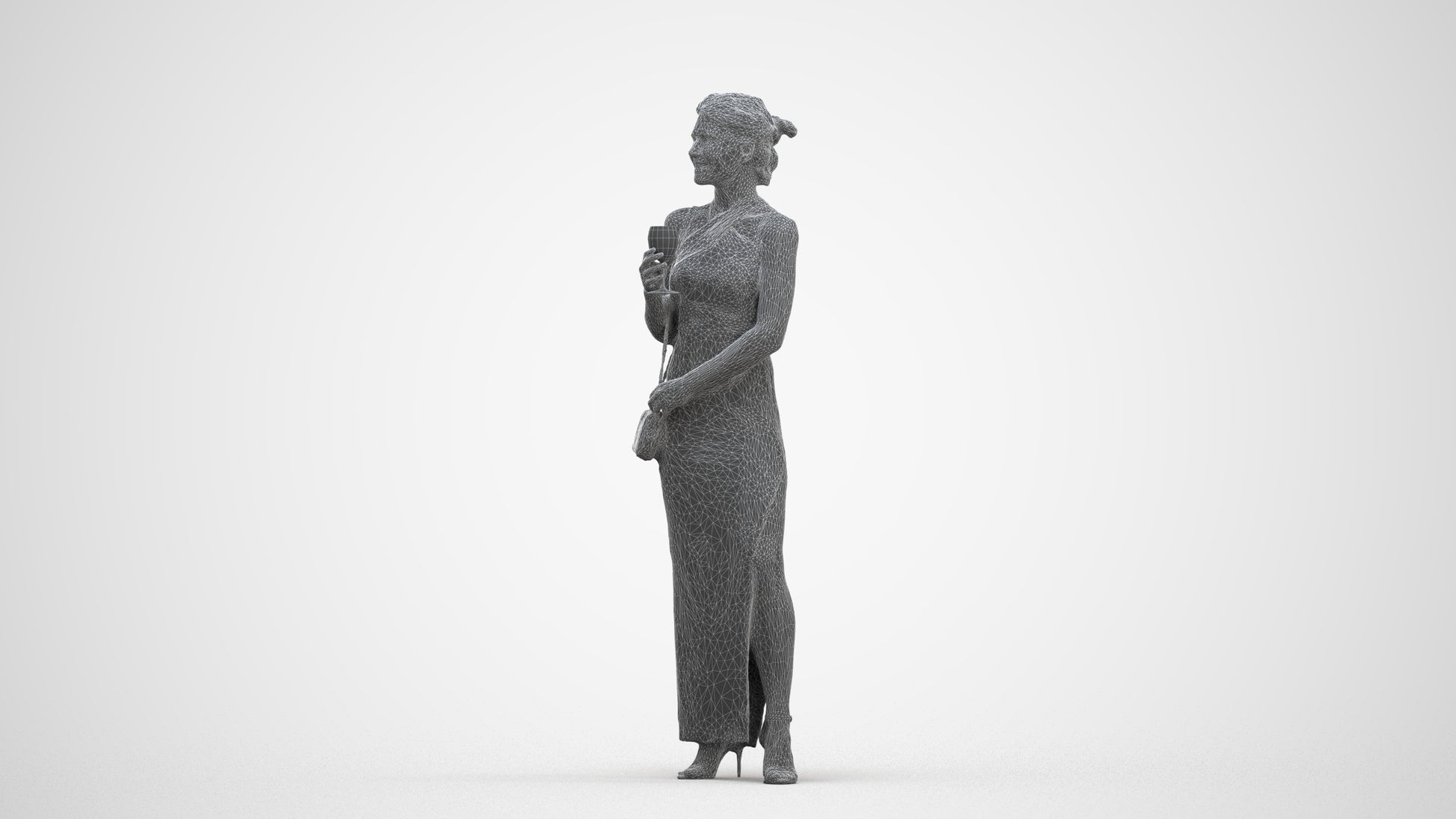 photogrammetry 3D woman formal formalaffairs, realistic human model archviz FBX, three-quarter front view render