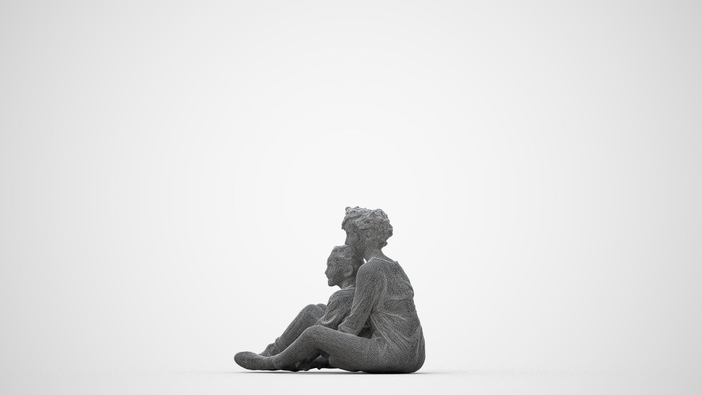 realistic 3D girl casual kids, scanned archviz people for Blender and 3ds Max, wireframe back view