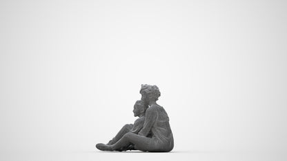 realistic 3D girl casual kids, scanned archviz people for Blender and 3ds Max, wireframe back view