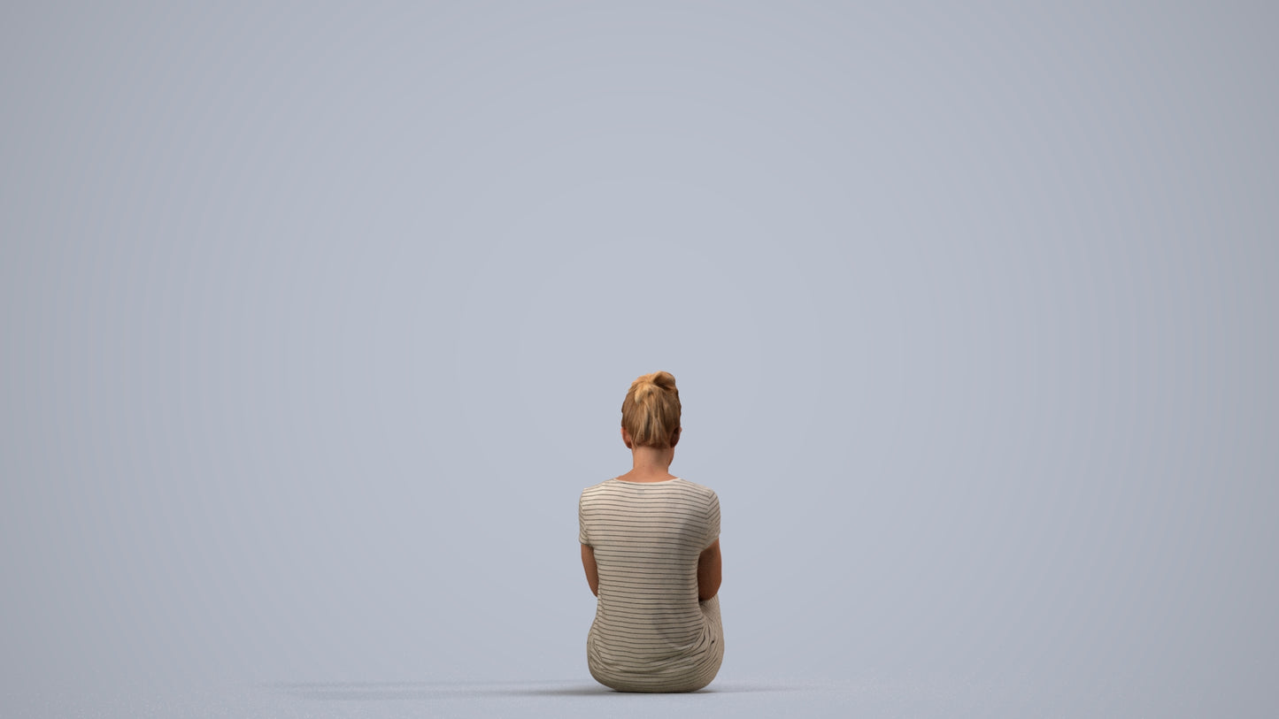 scanned 3D woman mix, photogrammetry people for Enscape and V-Ray, side view render