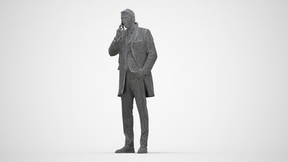 3D scanned man business, photorealistic archviz people for Enscape and SketchUp, wireframe back view