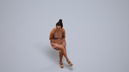 realistic 3D woman formal sitting, scanned archviz people for Blender and 3ds Max, back view render