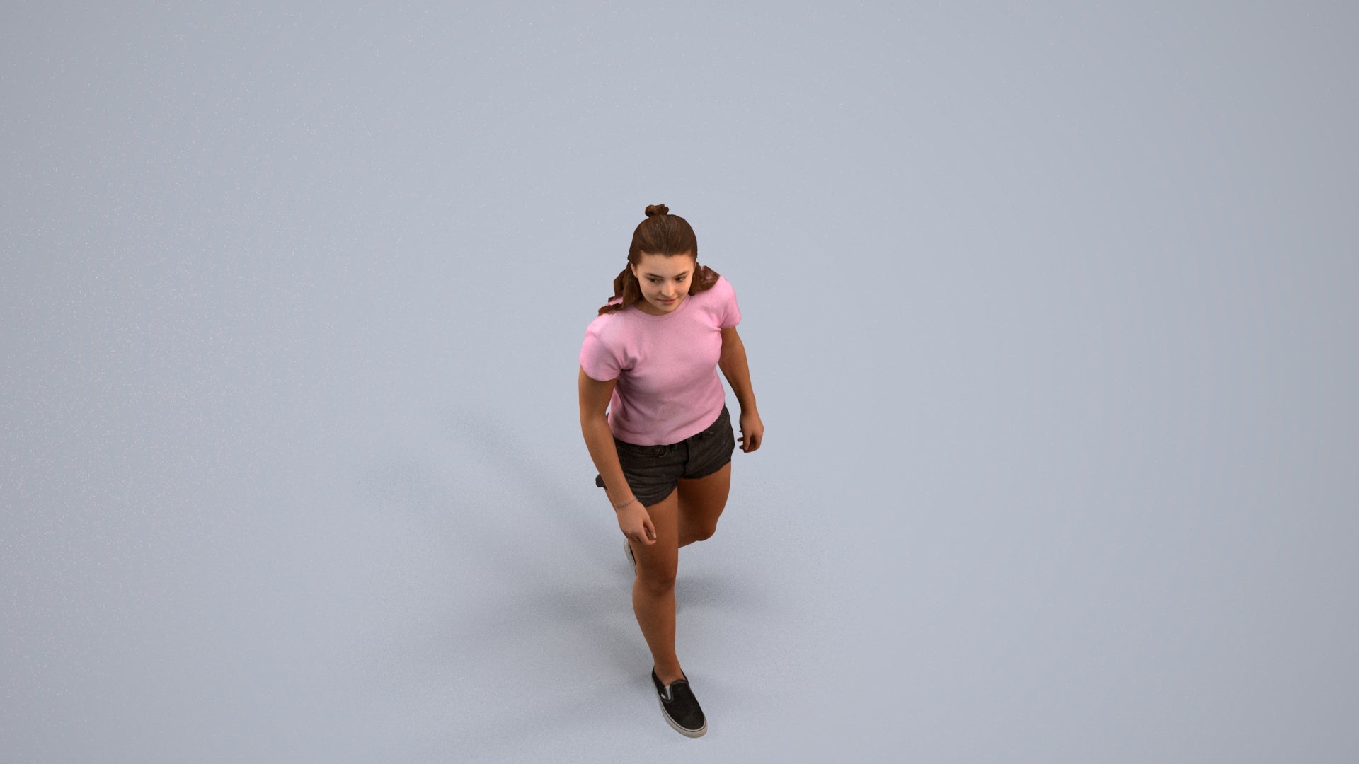 photogrammetry 3D girl casual standing, realistic human model archviz FBX, back view render