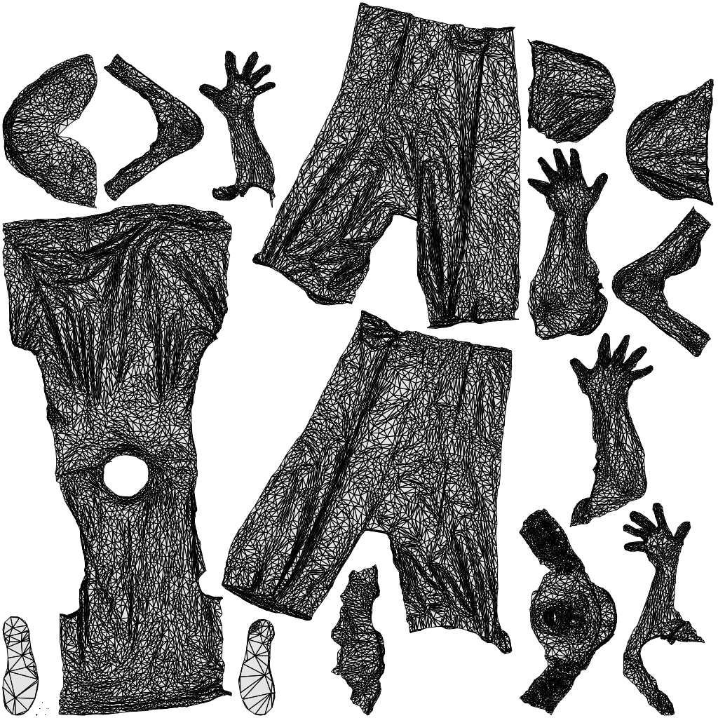 scanned 3D man casual standing, photogrammetry people for Enscape and V-Ray, wireframe top-down view